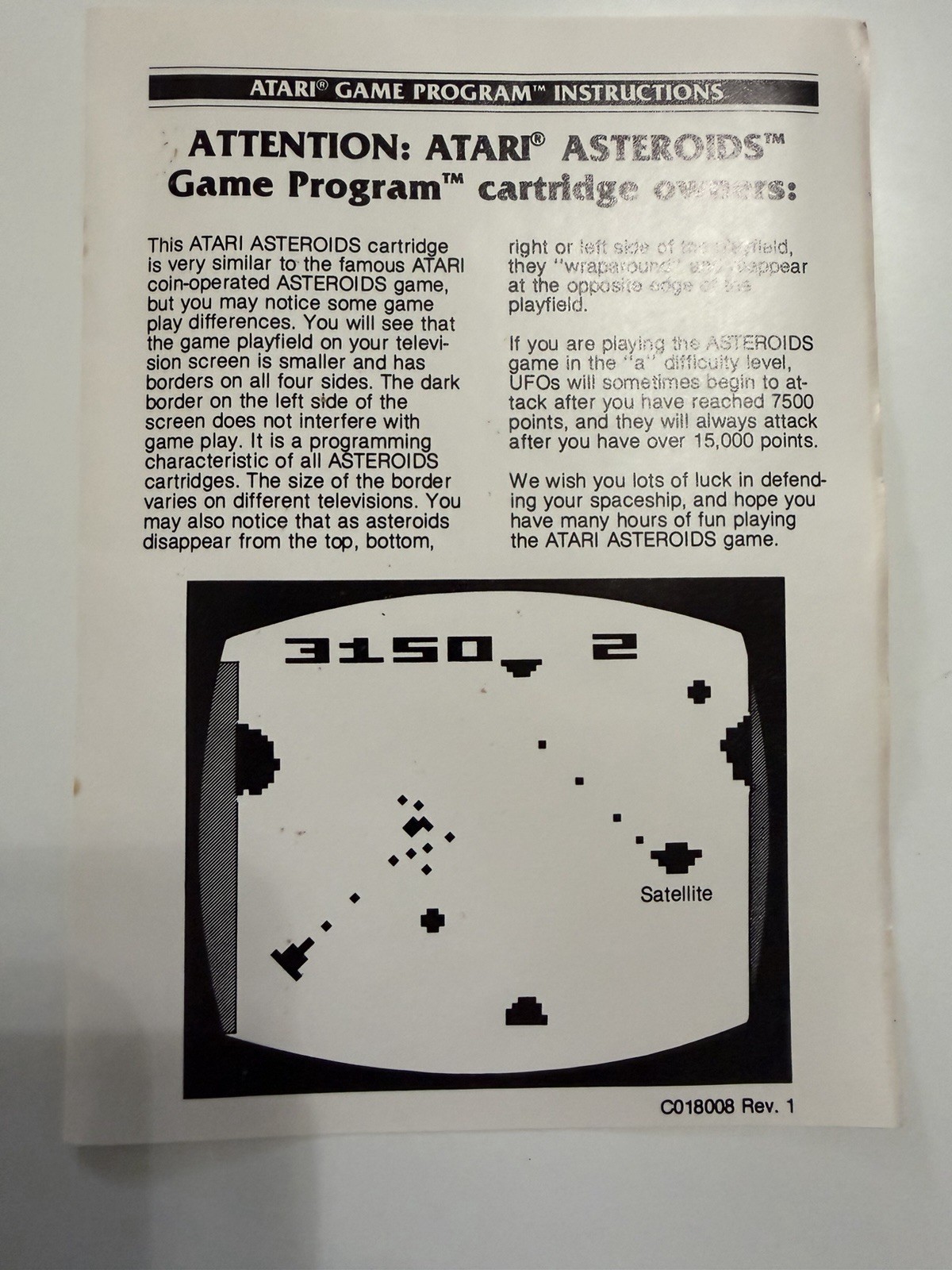 Asteroids 1981 COMPLETE w/box, Manual And Game