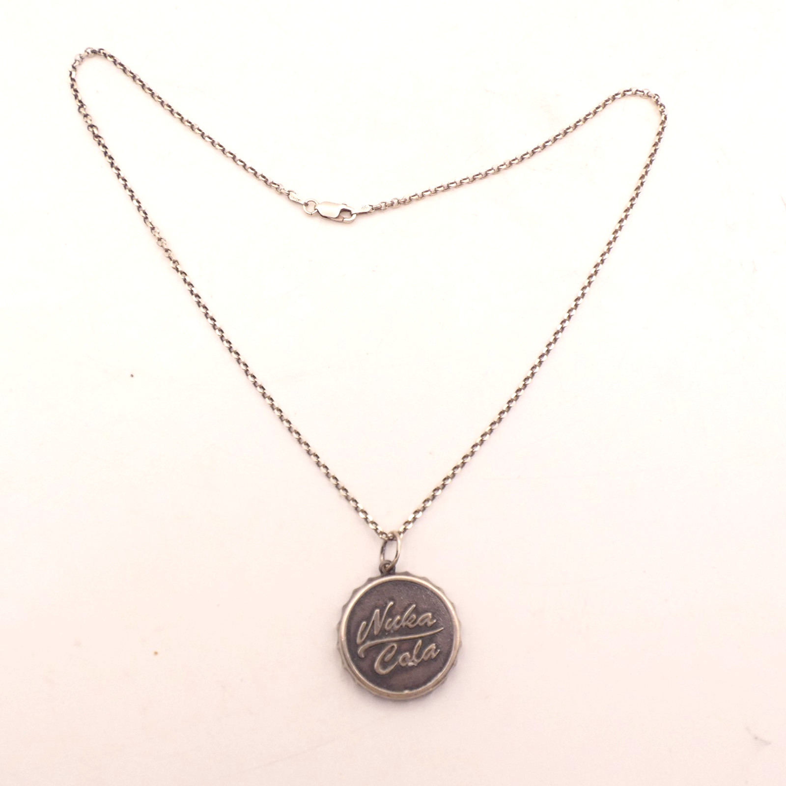 Fallout Nuka Cola Bottle Cap Silver tone Necklace Made in Italy