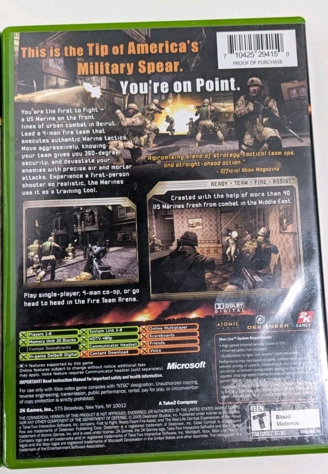 Ghost Recon Advanced Warfighter & First to Fight (Microsoft Xbox) 2 Game Lot CIB