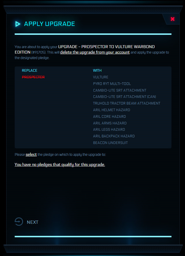STAR CITIZEN – PROSPECTOR TO VULTURE WARBOND UPGRADE PLUS SALVAGE CAREER KIT