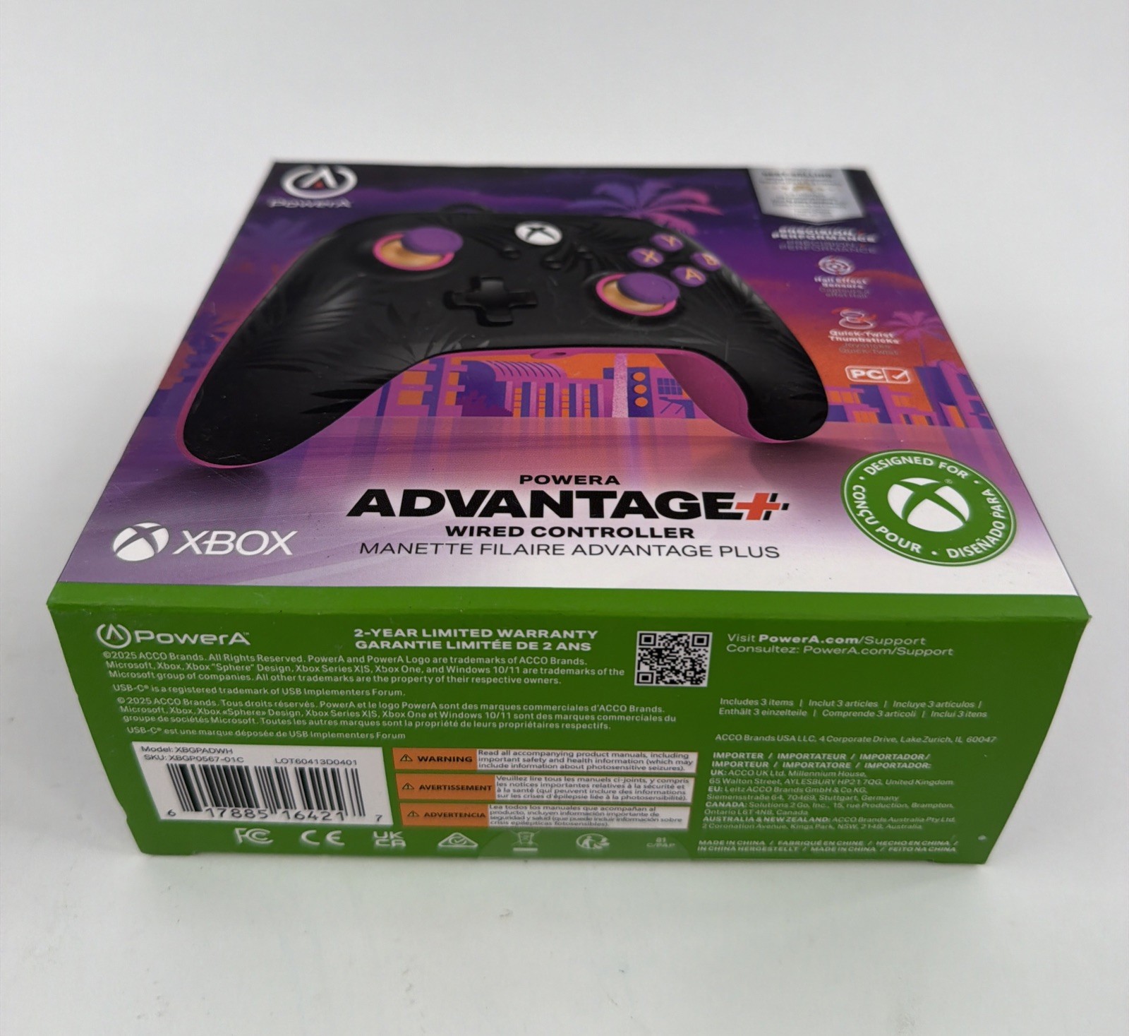 PowerA Advantage Wired Controller for XBOX / PC [Model: XBGPADWH, USB-C Cable ]
