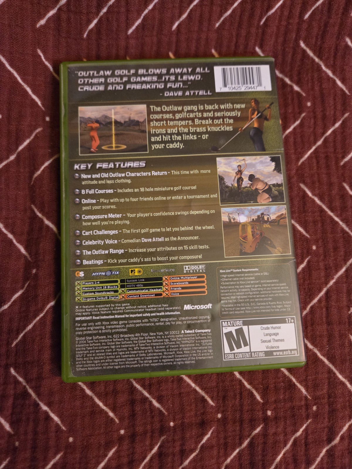 Outlaw Golf 2 Xbox Global Star Software Manual Included Outlaw Series