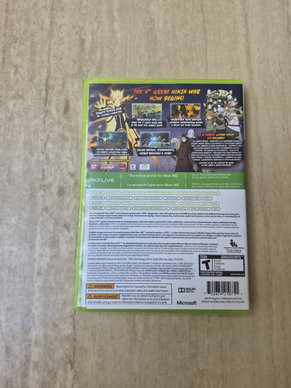 Naruto Shippuden Ultimate Ninja Storm 3 Xbox 360 Complete With Manual