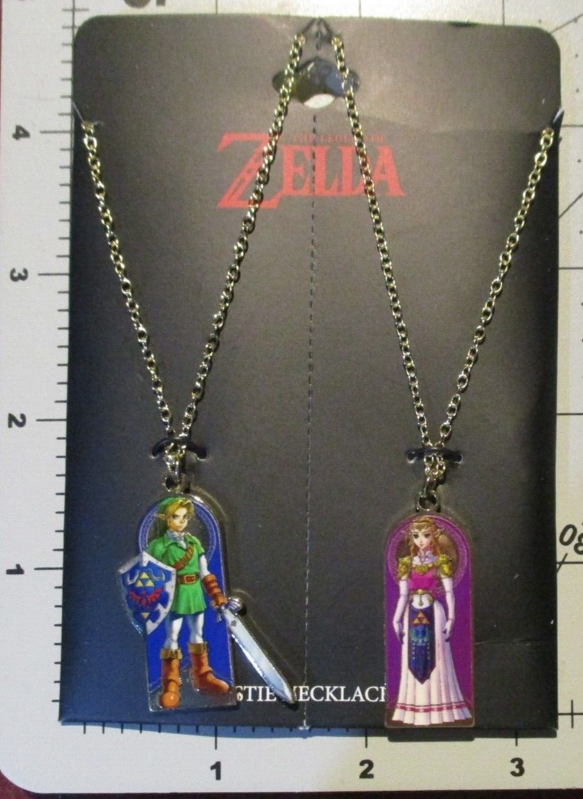 ZELDA princess link chain BEST FRIENDS NECKLACE SET besties nintendo nes G
