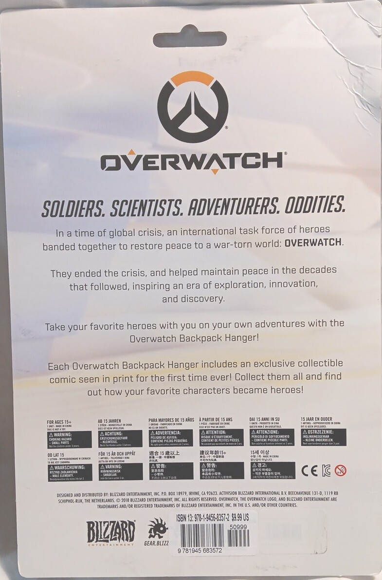 Overwatch Comic Book & Action Figure Backpack Hanger, New