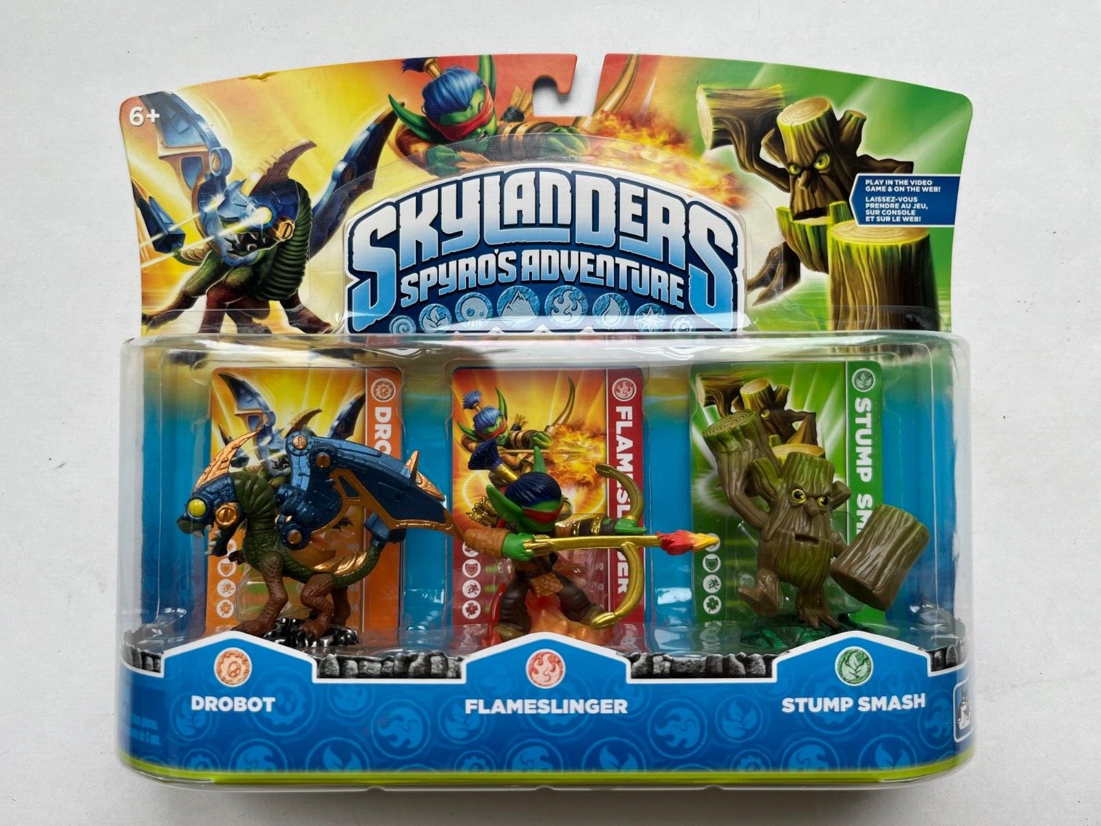 Skylanders Spyro’s Adventure 3 Pack Drobot Flameslinger Stump Smash New OOP
