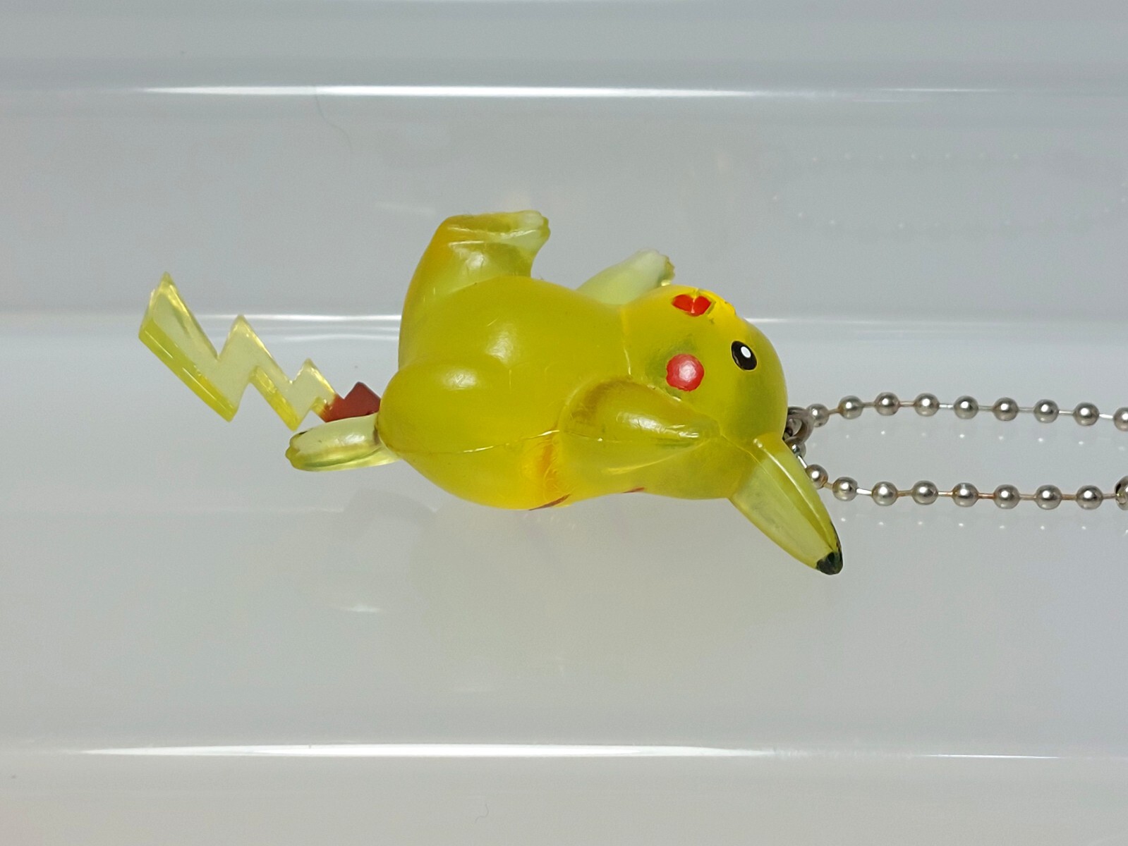 Pikachu (Clear) Pokemon Mascot Keychain Figure Furuta Kaiyodo 1997 M05 2.4in