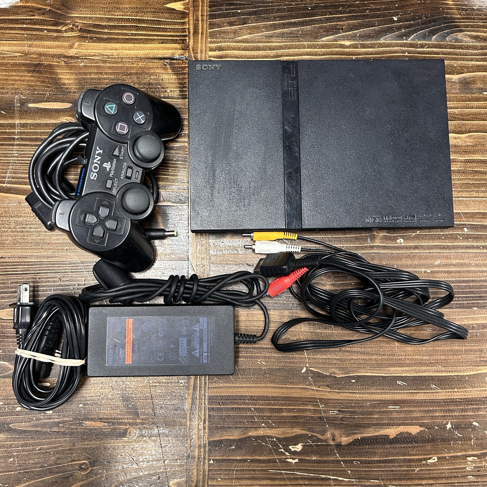 Sony PlayStation 2 PS2 Slim Console SCPH-75001 Bundle TESTED Works Great