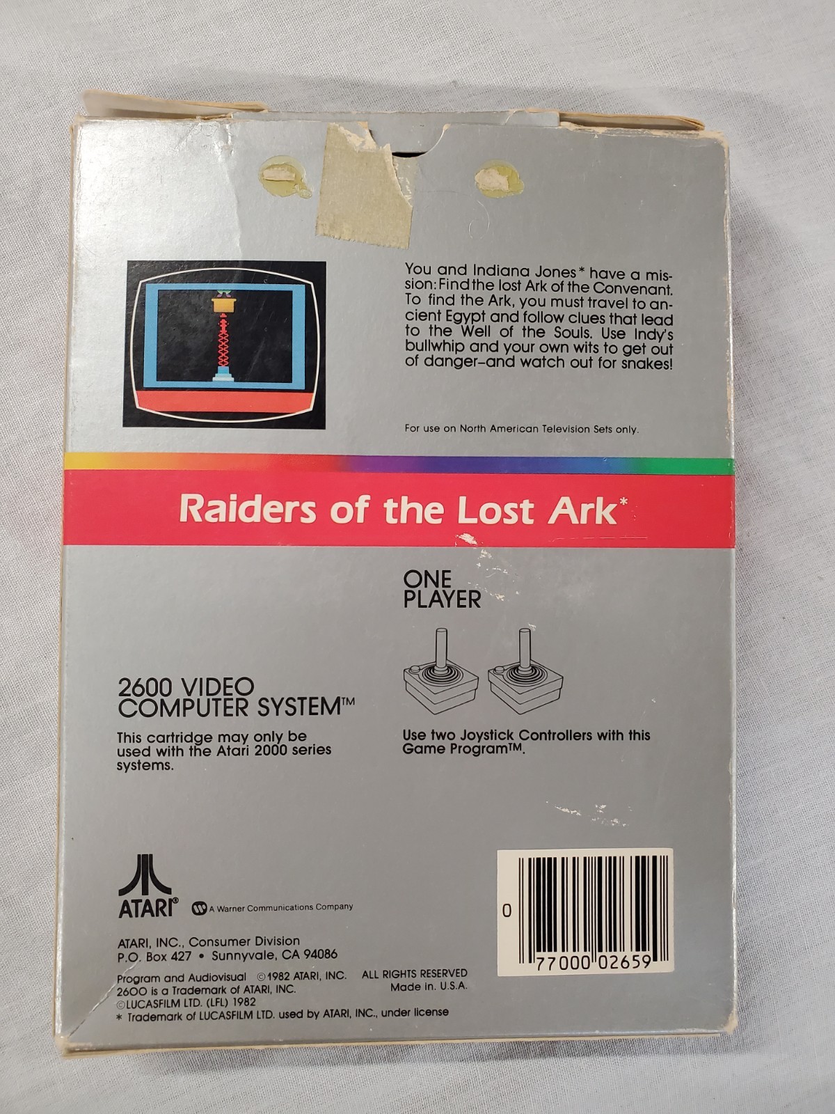Raiders of the Lost Ark (Atari 2600, 1982) Complete In Box CIB (B043)