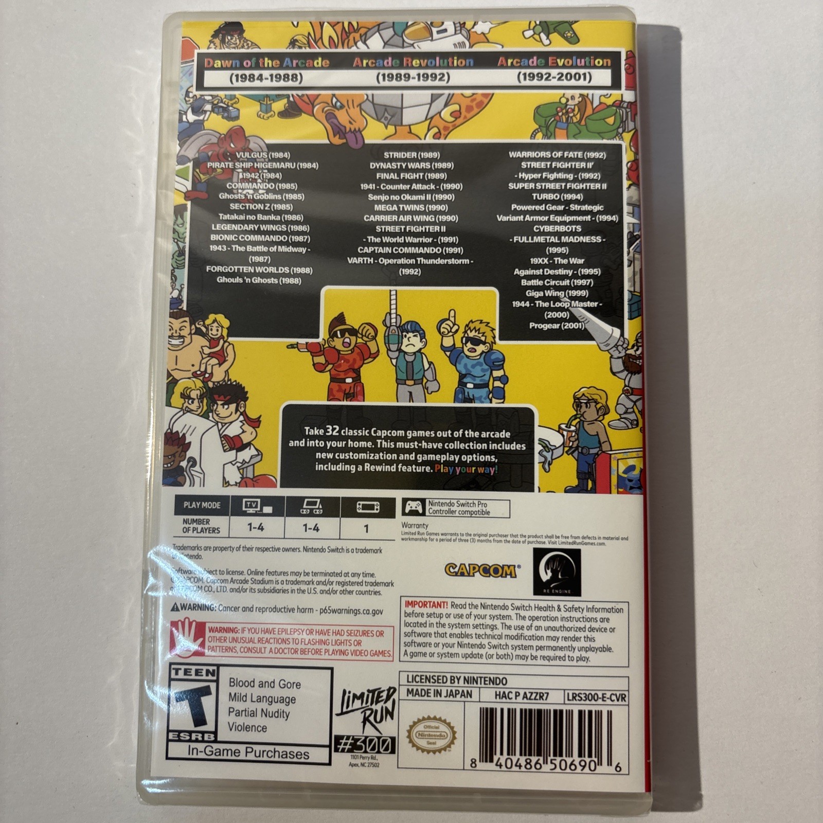 CAPCOM ARCADE STADIUM STRIDER VARIANT COVER LIMITED RUN GAMES U.S. ESRB SWITCH