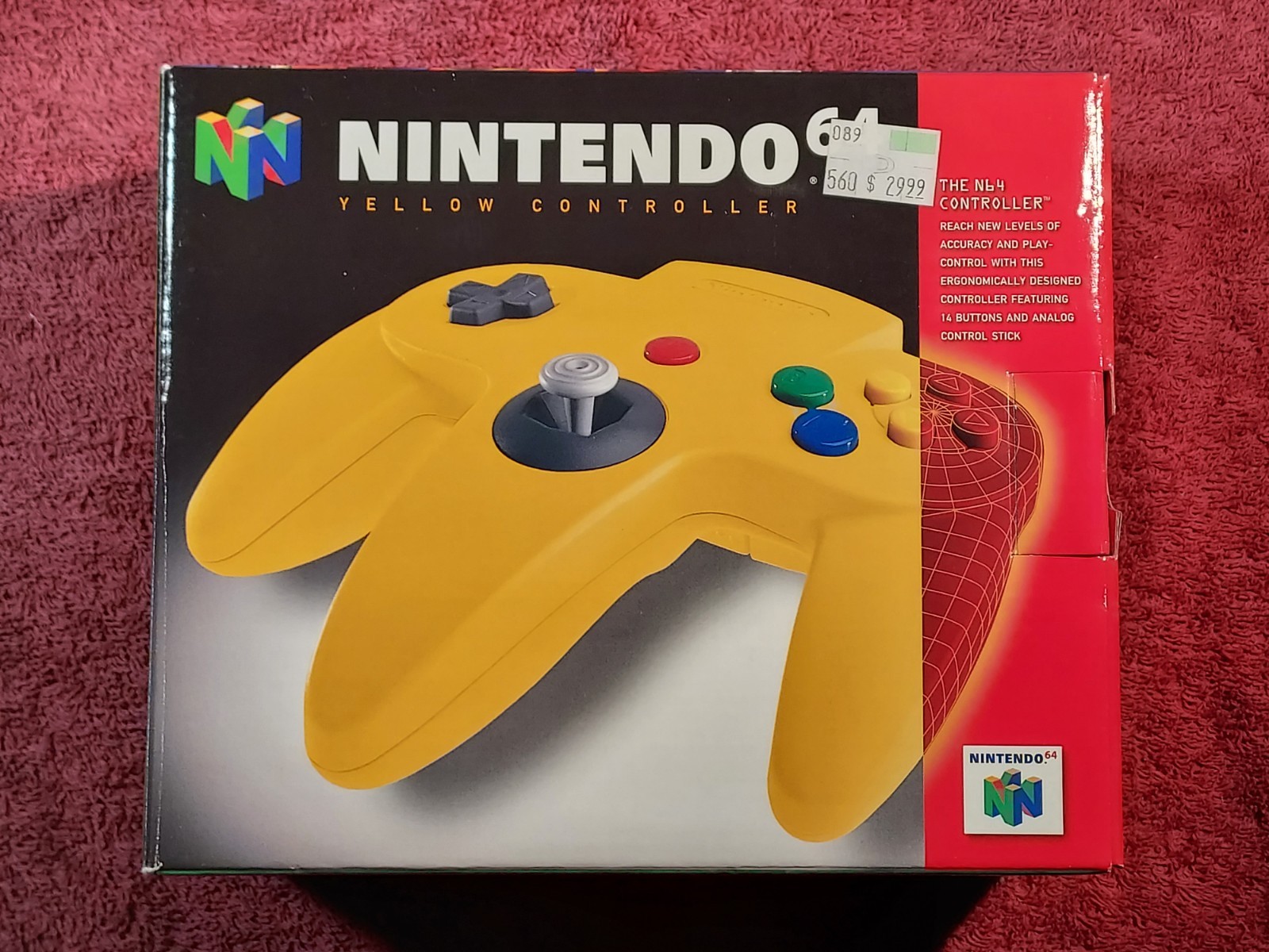 Official Nintendo 64 N64 Yellow Controller CIB Complete in Box Original Genuine
