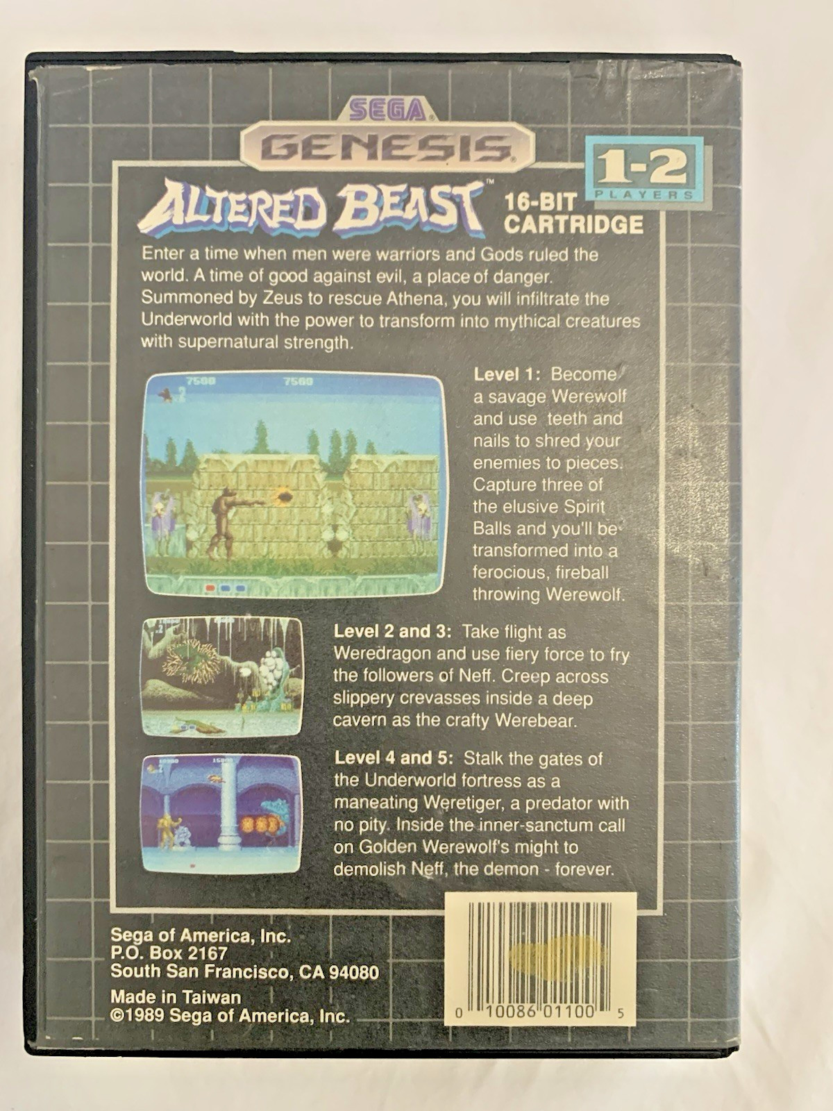 SEGA Genesis Altered Beast VINTAGE 1989 fighting 16-Bit Cartridge *UNTESTED*