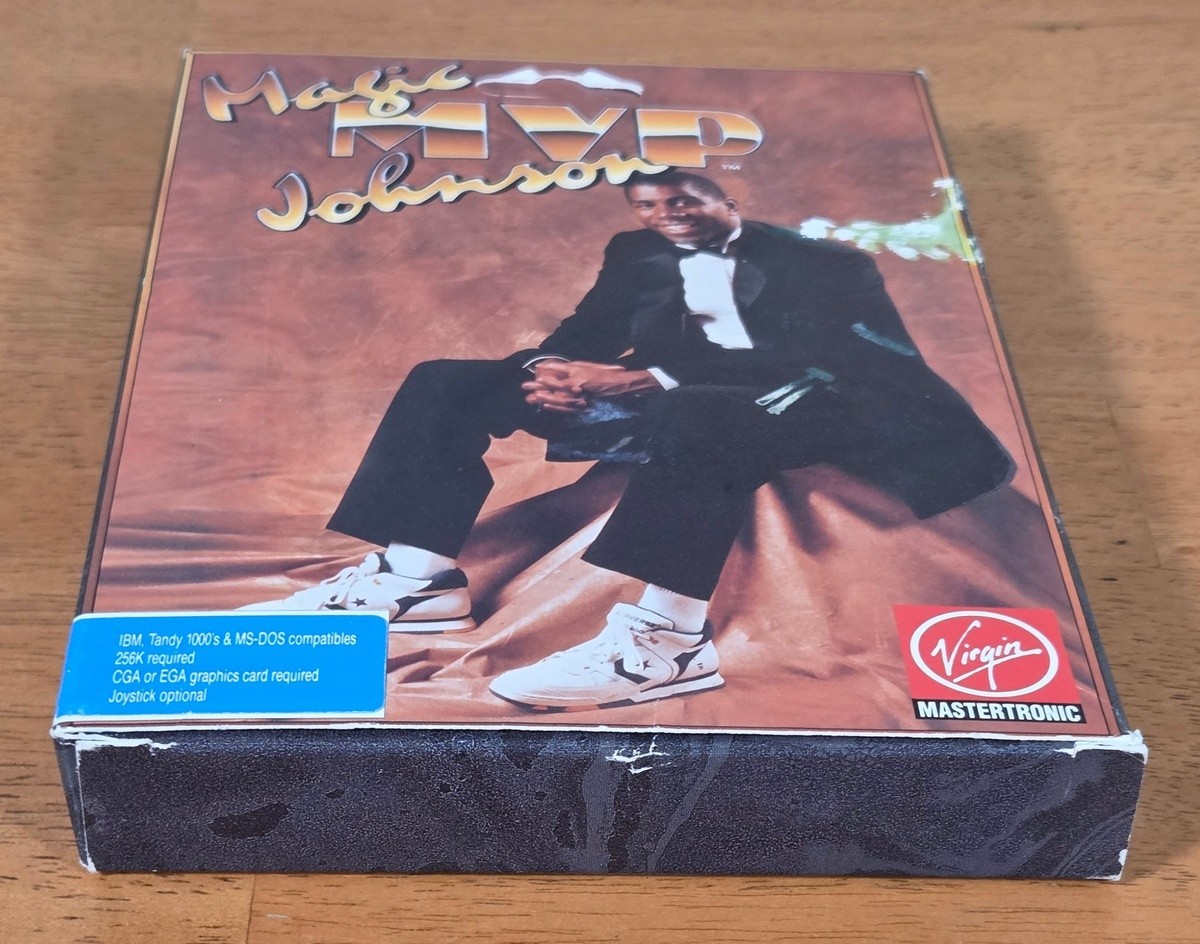 MVP Magic Johnson Virgin Mastertronic IBM PC Big Box Game 1990 CIB 3.5″ Floppy