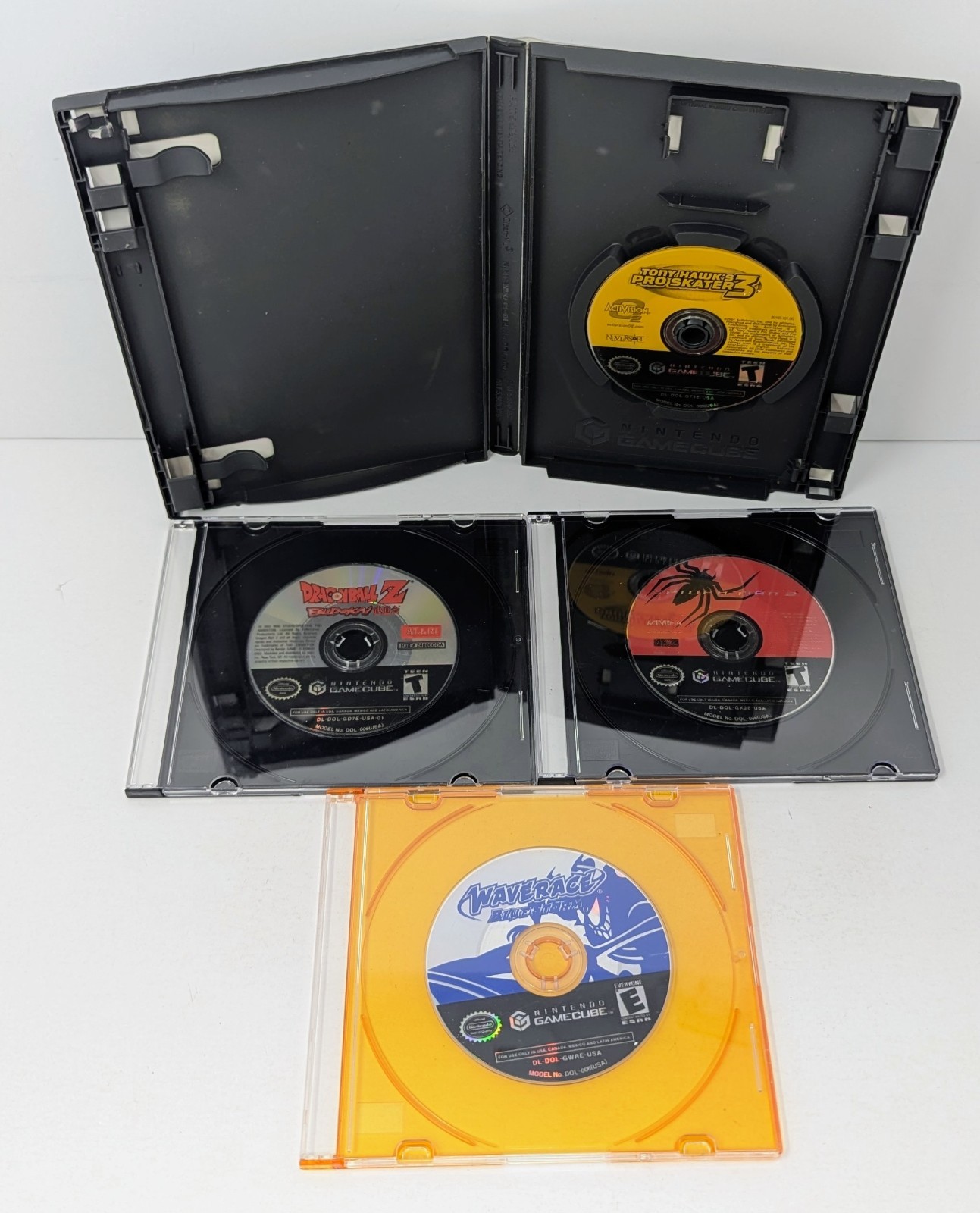 Nintendo GameCube Indigo Console Bundle w/ 4 Games – DBZ, Wave Race – Tested!