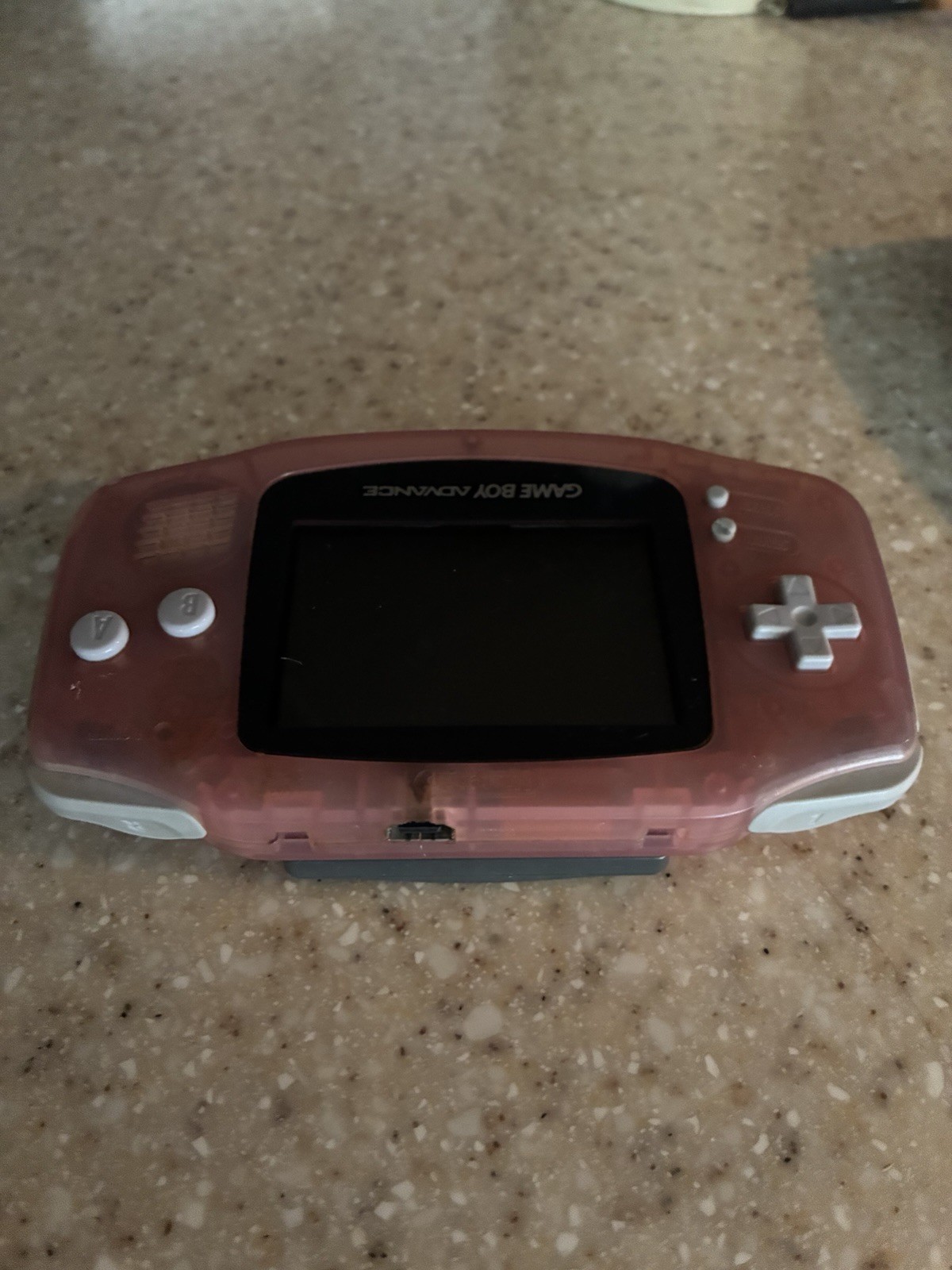Nintendo Game Boy Advance Clear Pink Handheld Console AGB-001, Headphone Jack