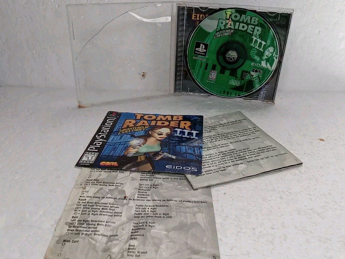 Tomb Raider III Adventures of Lara Croft Sony PlayStation 1 Manual & Case Damage