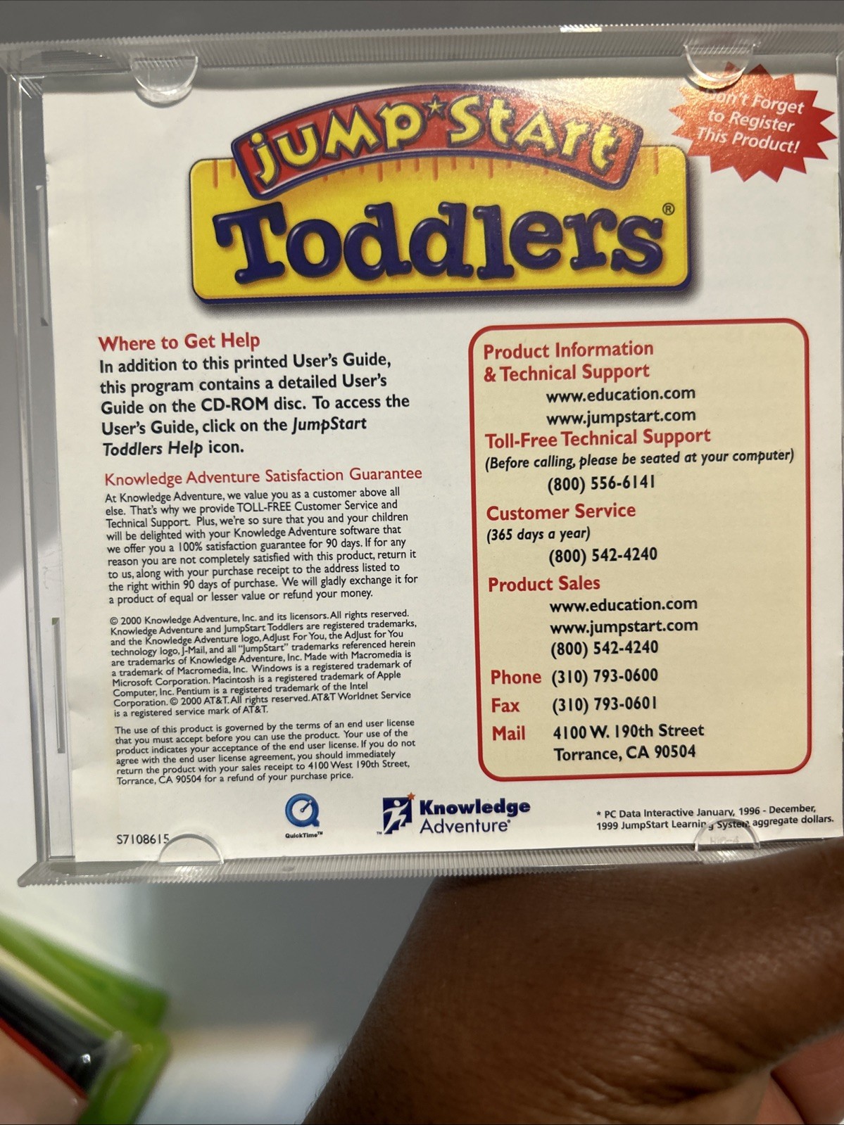 Jump Start Toddlers User’s Guide 18 Months – 3 Years CD-ROM 2 disc