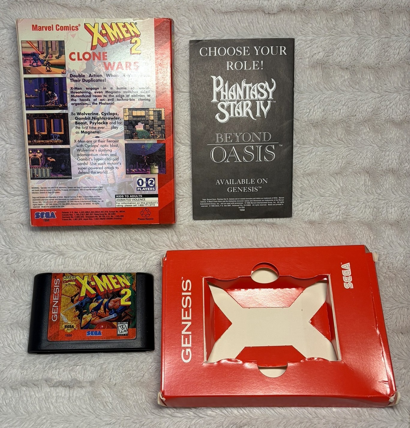 X-Men 2: Clone Wars Sega Genesis Complete CIB w/ Manual Holographic Box 1 Owner