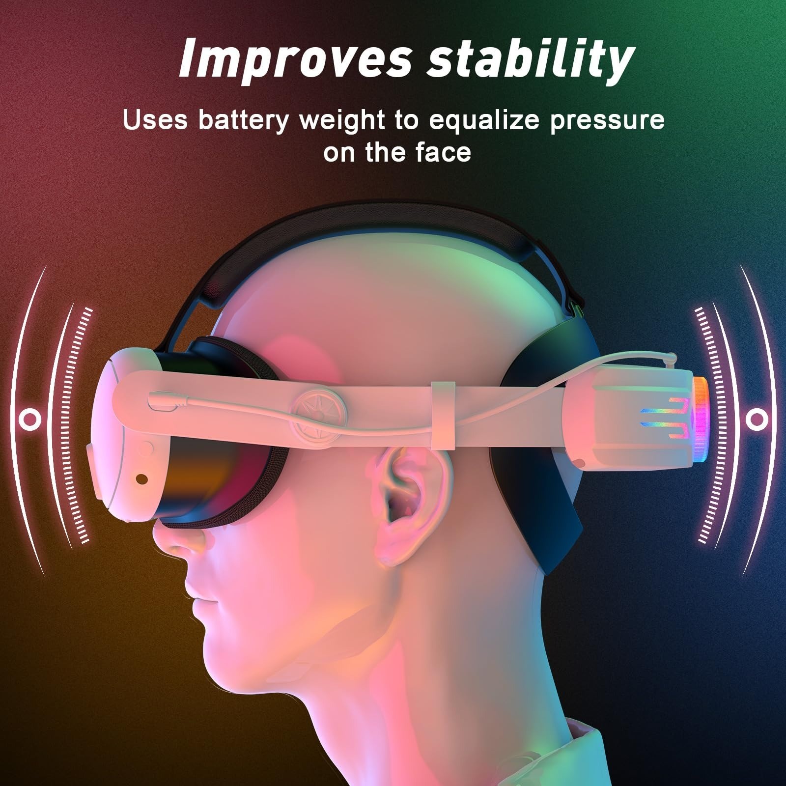 BROKELIT RGB Head Strap with 12000mAh Battery for Meta Quest 3