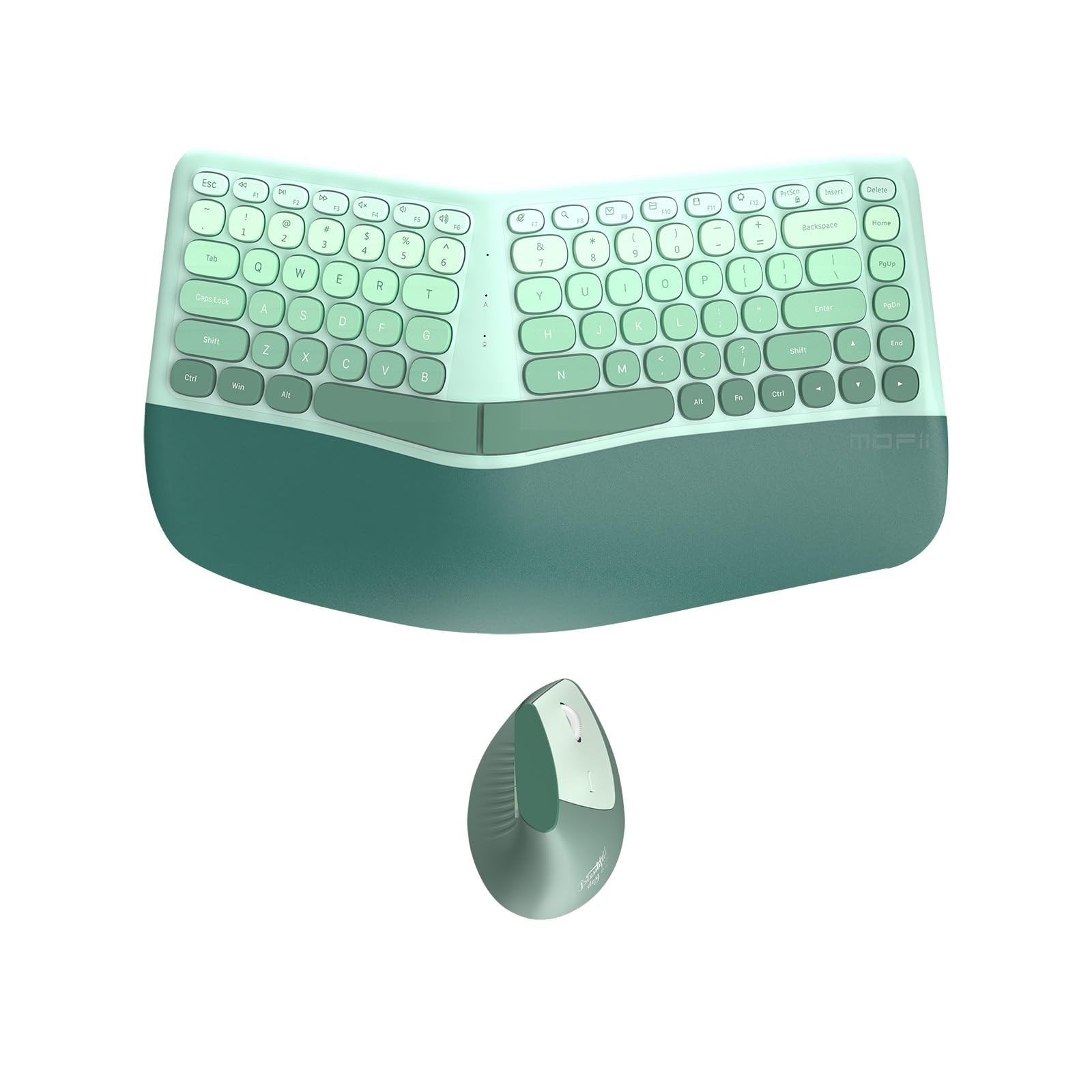 TISHLED Ergonomic Wireless Keyboard and Mouse Combo with Wrist Mint Green