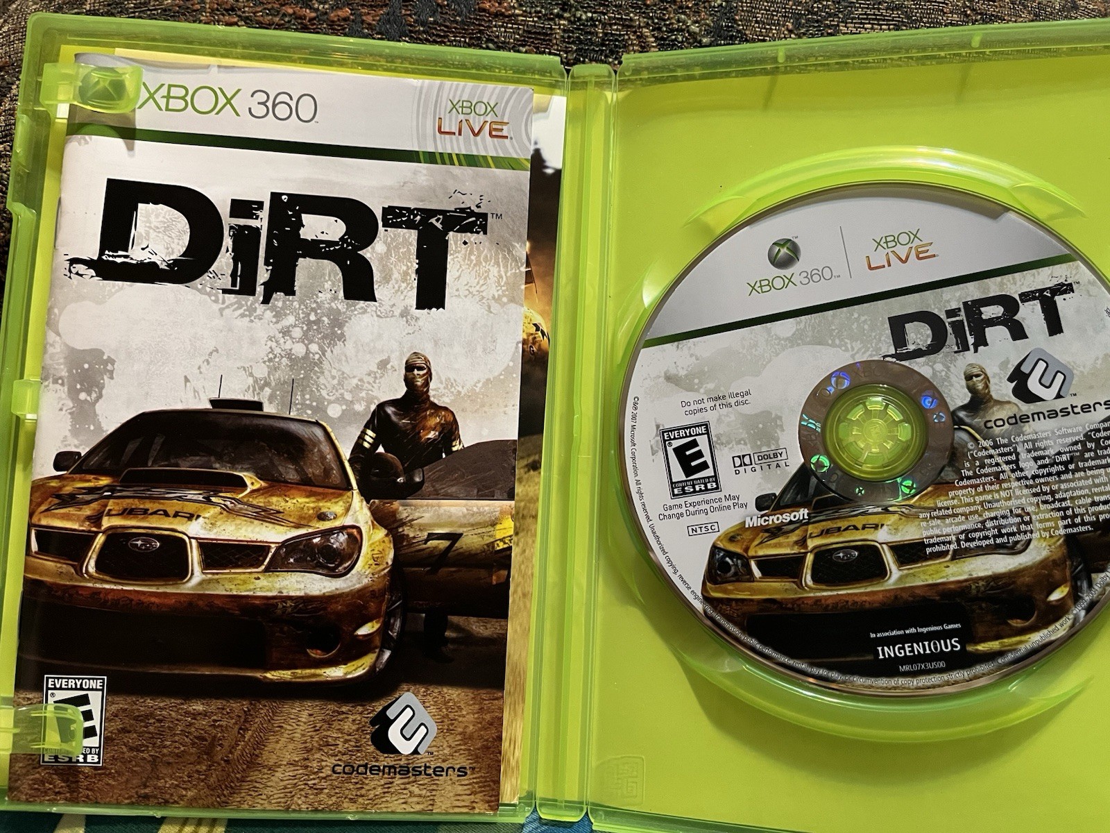 Codemasters DiRT Xbox 360 E NTSC-U/C 2007 Multiplayer Online Manual