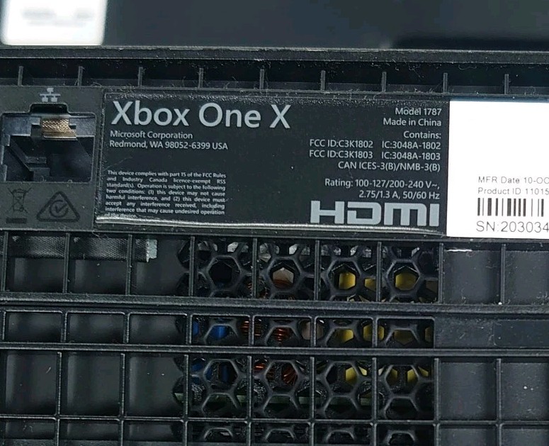 Microsoft Xbox One X 1TB Console Gaming System Black 1787 W/ Controller 1 Game