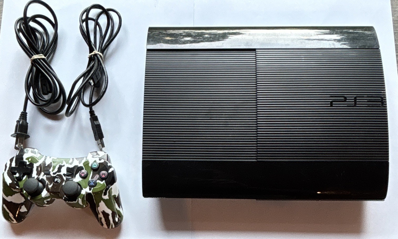 *TESTED* Sony PlayStation 3 Super Slim CECH-4001B 250GB w/Camo Controller&Cables