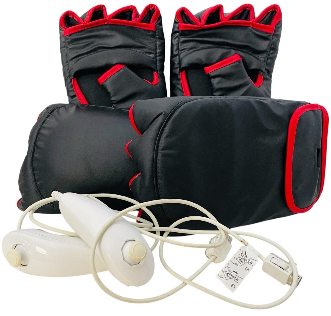 CUSTOM LOT Wii NINTENDO 2 NUNCHUK CONTROLLERS 2 PAIR Wii SPORTS BOXING GLOVES