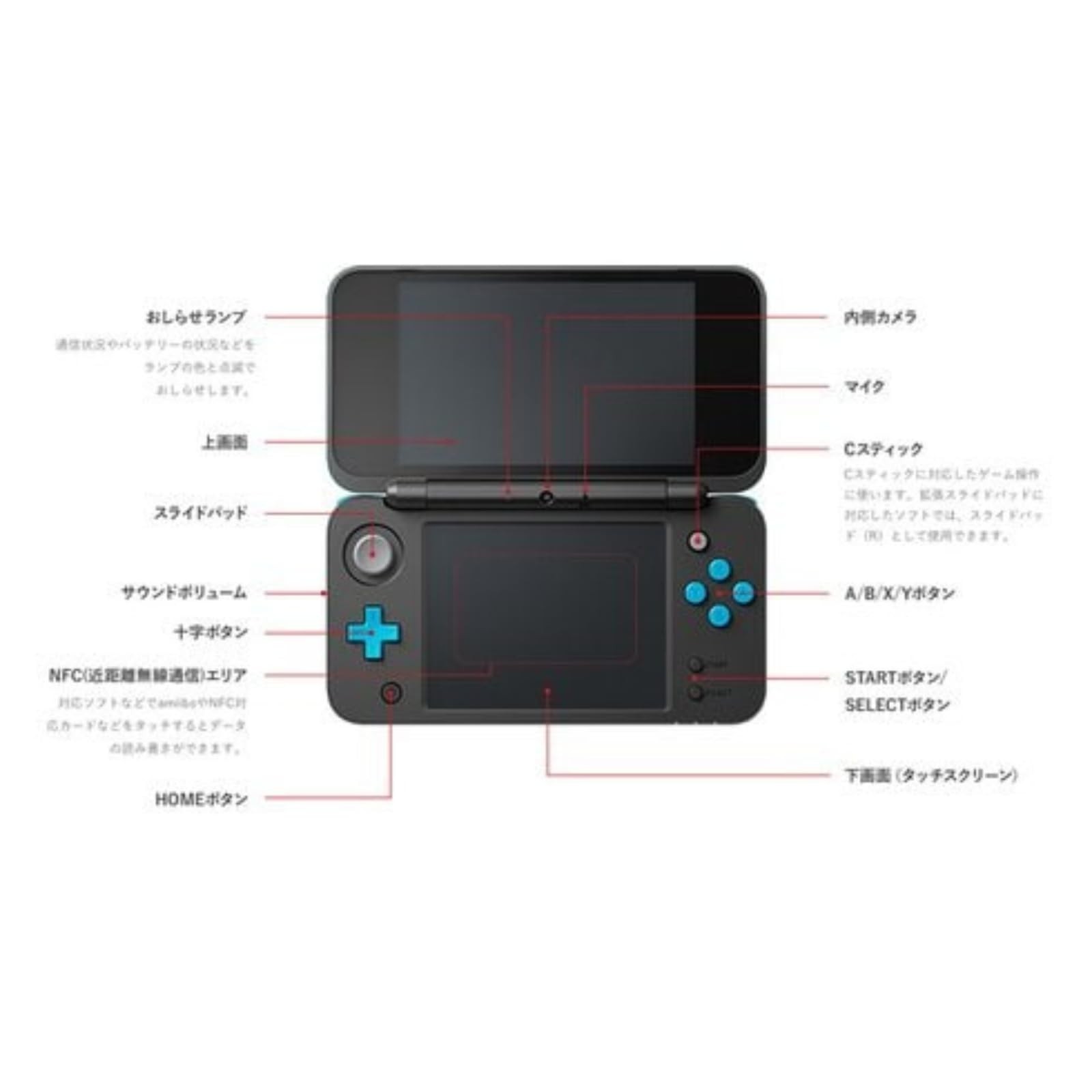 New Nintendo 2DS LL with Charger [Black x Turquoise] SD Card Fully Formatted
