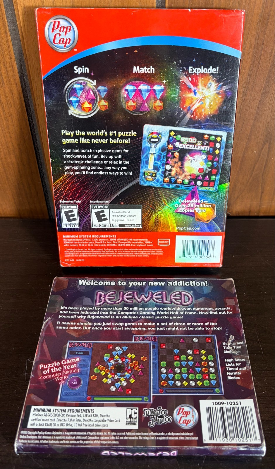 Bejeweled Twist PopCap Puzzle Game (2008 PC CD-ROM Windows) & Bejeweled 2 Games