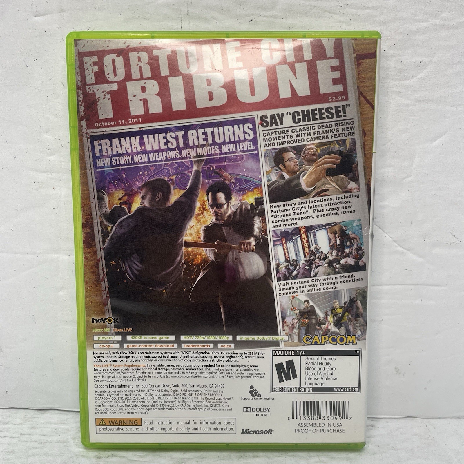 Dead Rising 2: Off the Record (Xbox 360) – TESTED WORKS – DISC VERY GOOD