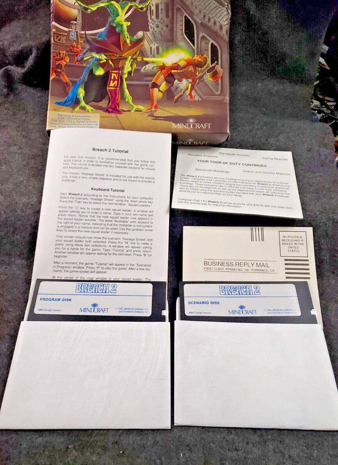 Breach 2 Mindcraft Game – (IBM, 1990) 5.25” Floppy – PC Big Box ……….(SB3)