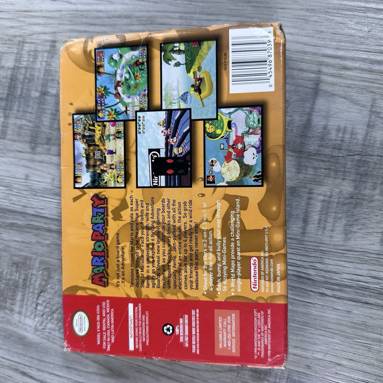 Mario Party 1 Nintendo 64 N64 CIB Original Box & Manual Plastic Protector *Read*