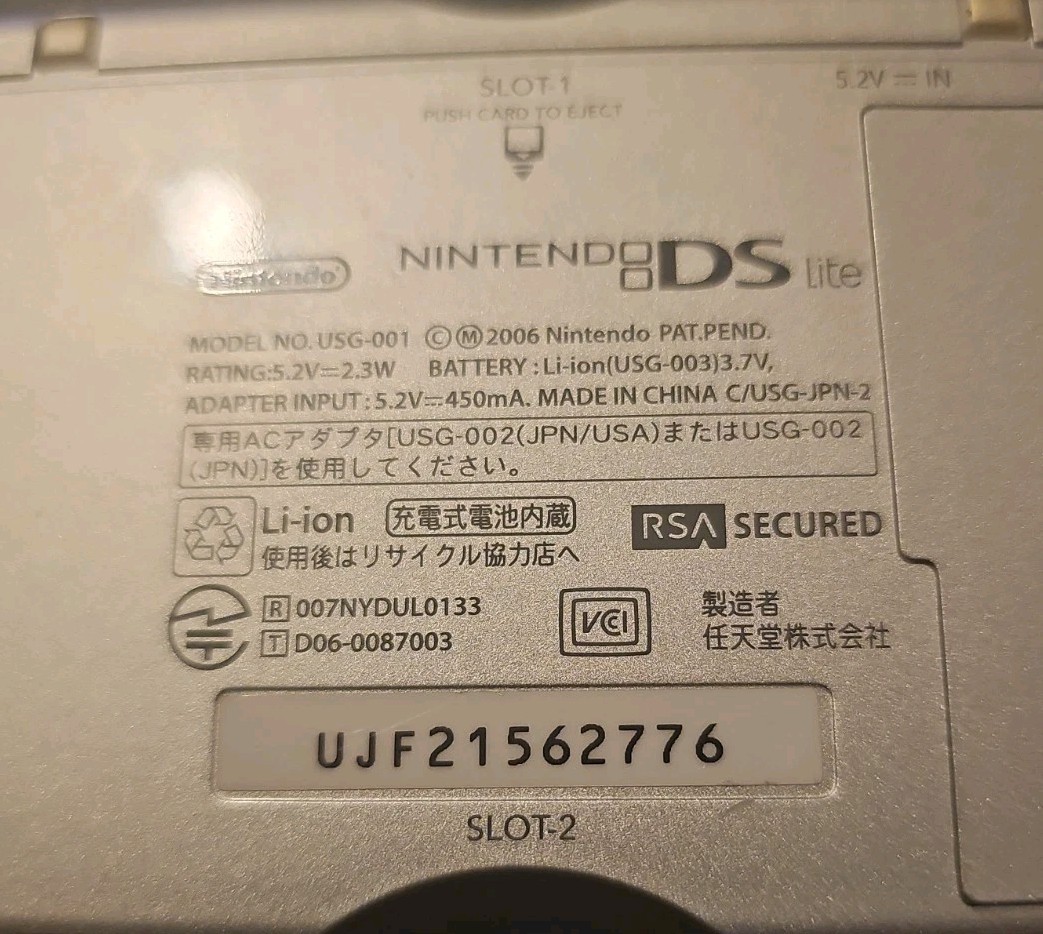 Nintendo DS Lite Grey Silver Handheld Console with Charger TESTED AND WORKING