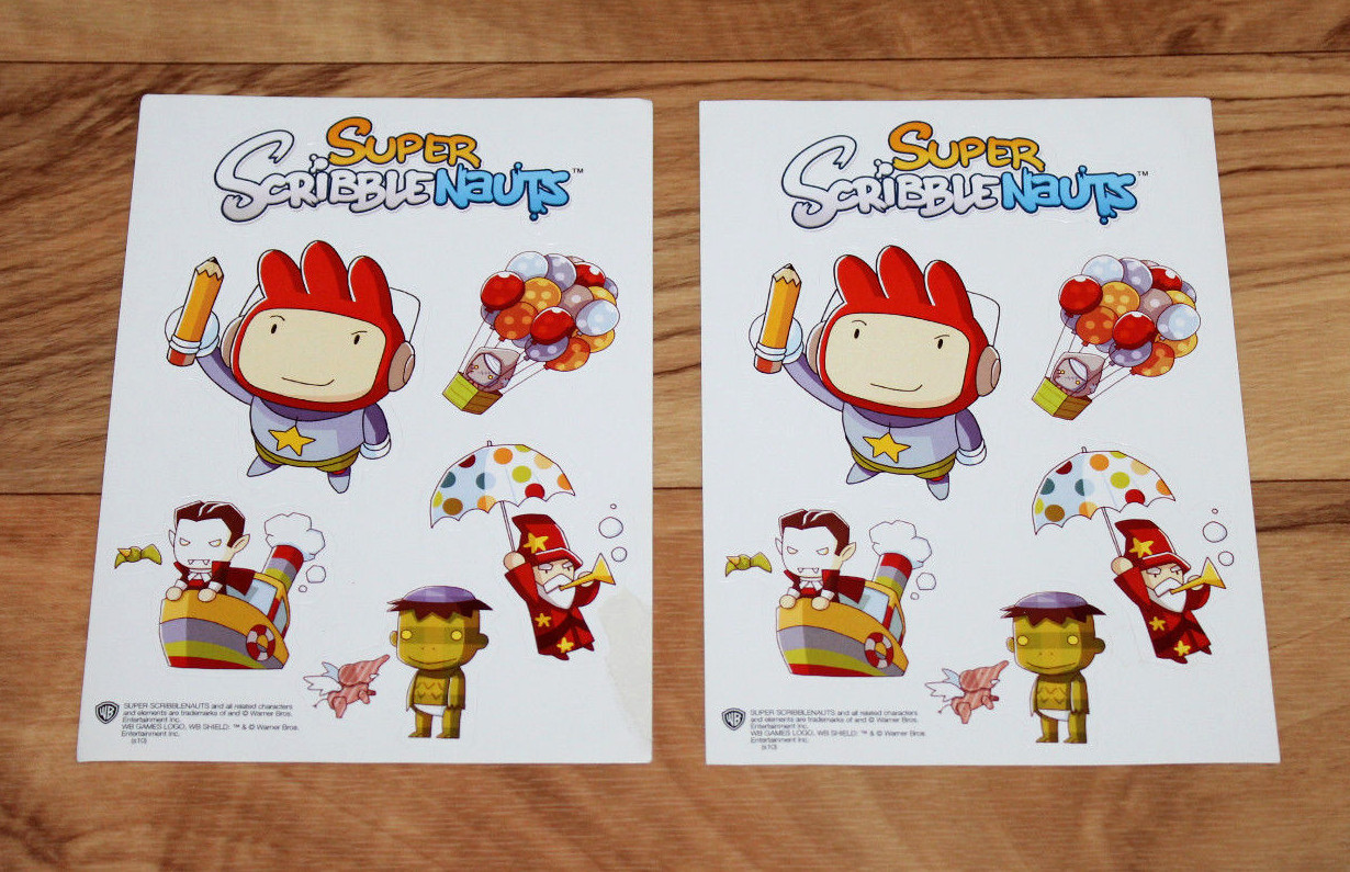 2 x Super Scribblenauts Nintendo DS Rare Promo Sticker Set Sets