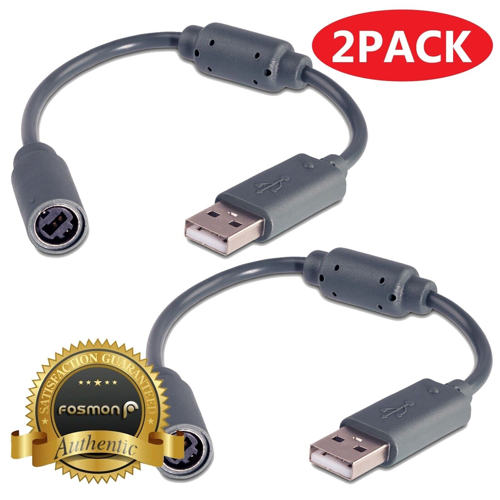 2x Dongle USB Breakaway Cable Cord Adapter For Xbox 360 PC Wired Controller Plug