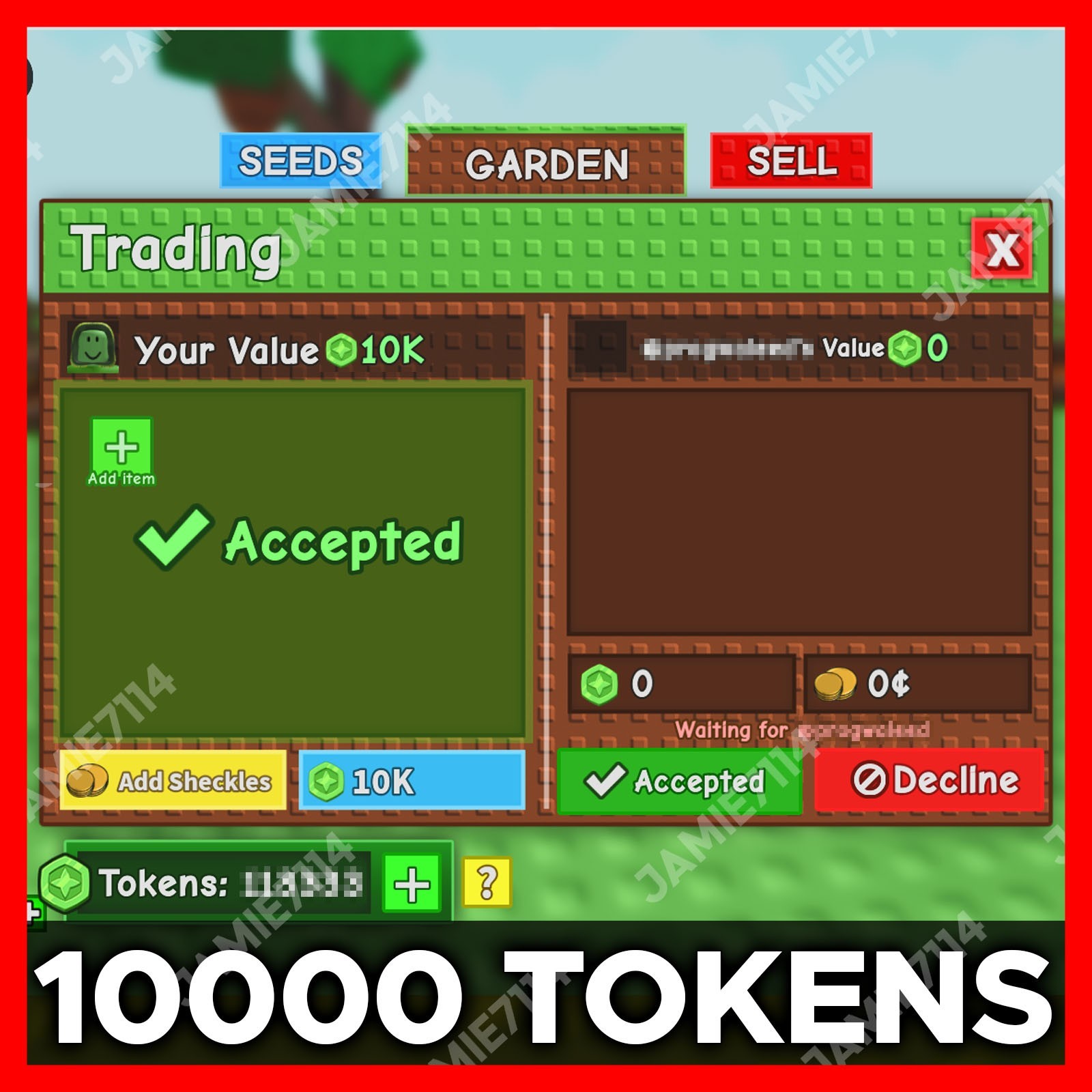 🪴Grow a Garden | 10,000 Tokens | CHEAPEST + FAST