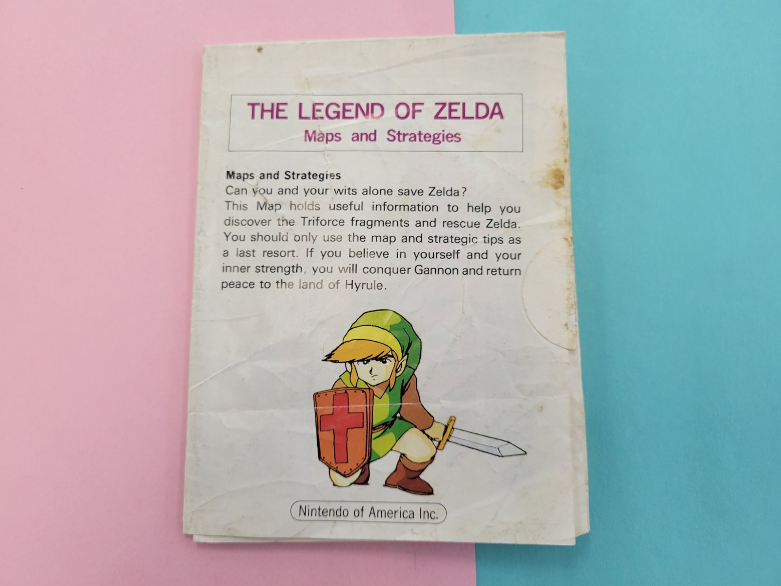 Vtg 1987 LEGEND OF ZELDA Nintendo NES Original Maps & Strategies Fold-Out Insert