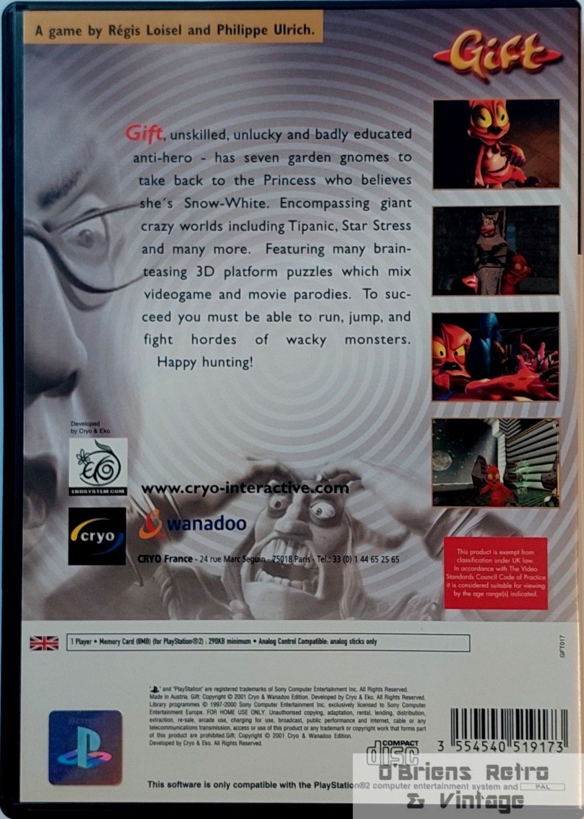 Gift (PlayStation 2, Cryo / Wanadoo) – Complete with Manual – PAL