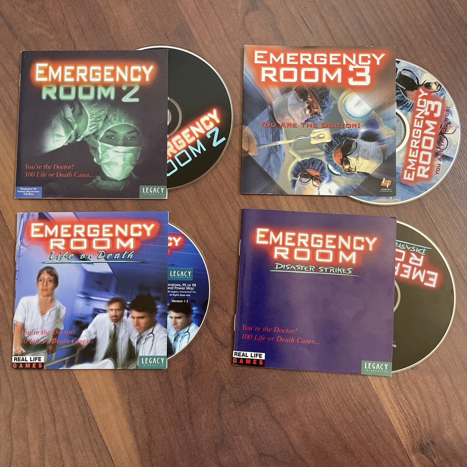 Set of 4 Medical Game CD-ROM, Emergency Room, With Manual Booklets