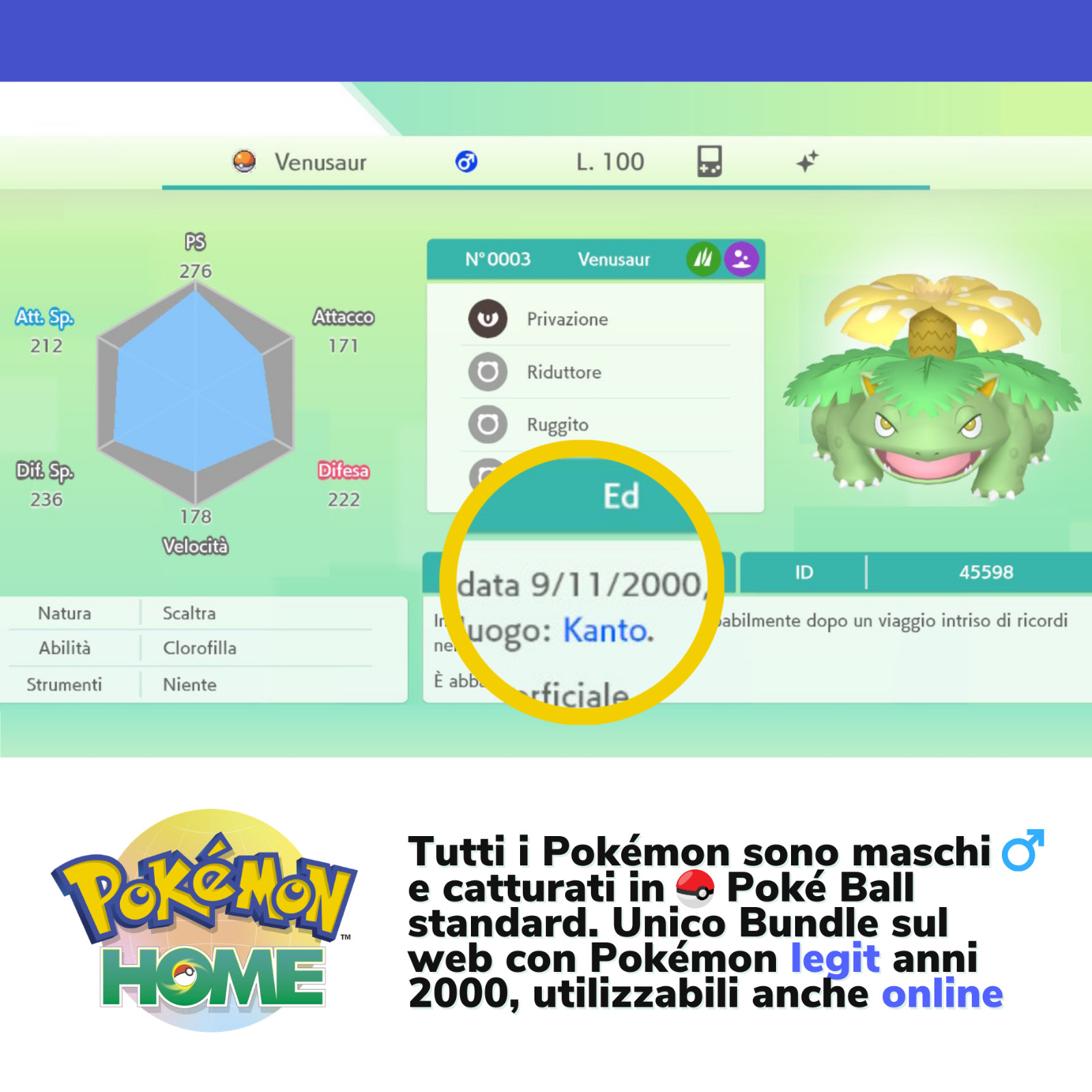 Pokemon HOME Blue Gold Legit 2000s Shiny Living Dex Pokedex Complete with Kanto