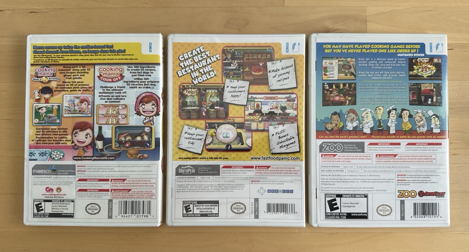 Cooking Mama 2-Pack, Fast Food Panic, Order Up – 2 CIB, 1 New – Wii Games Lot