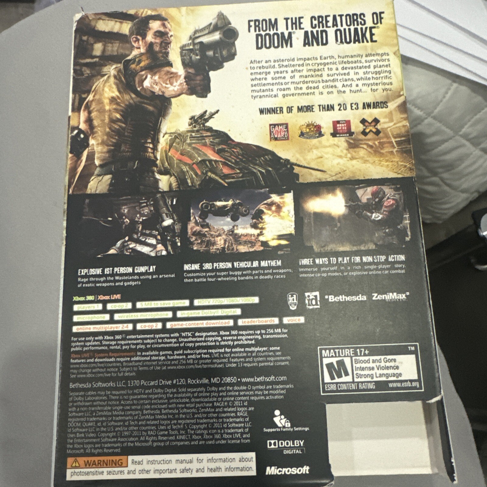 XBOX 360 RAGE VIDEO GAME – COMPLETE – CIB Perfect