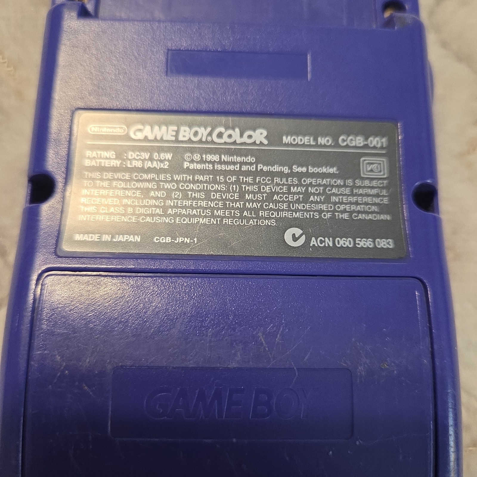 Nintendo Game Boy Color Grape Purple OEM Tested & Working CGB-001