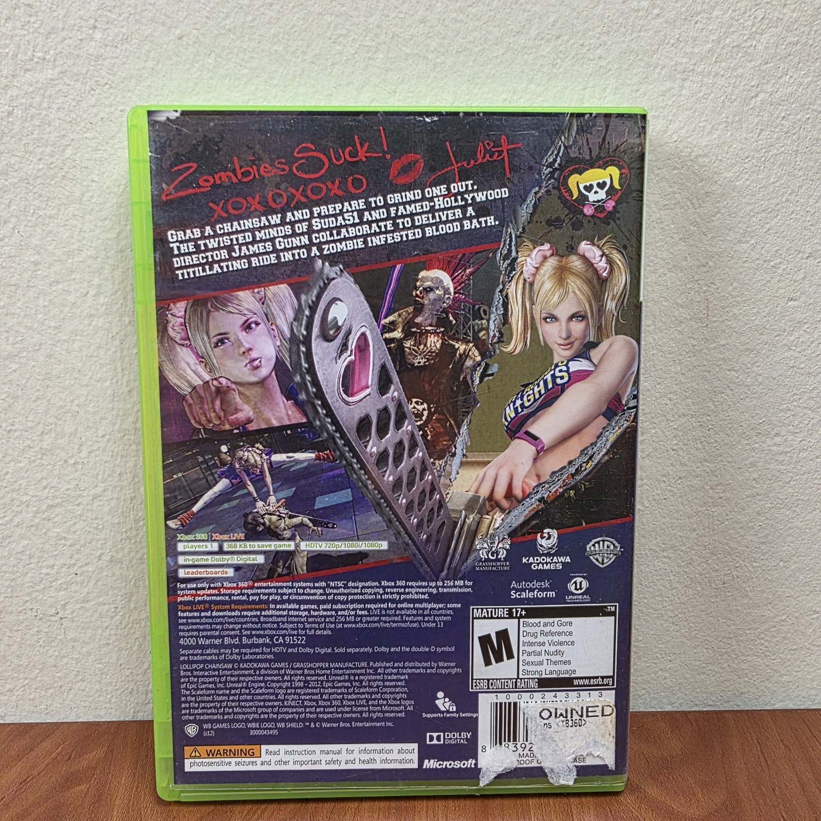 XBox 360 Lollipop Chainsaw Video Game Mature 17+