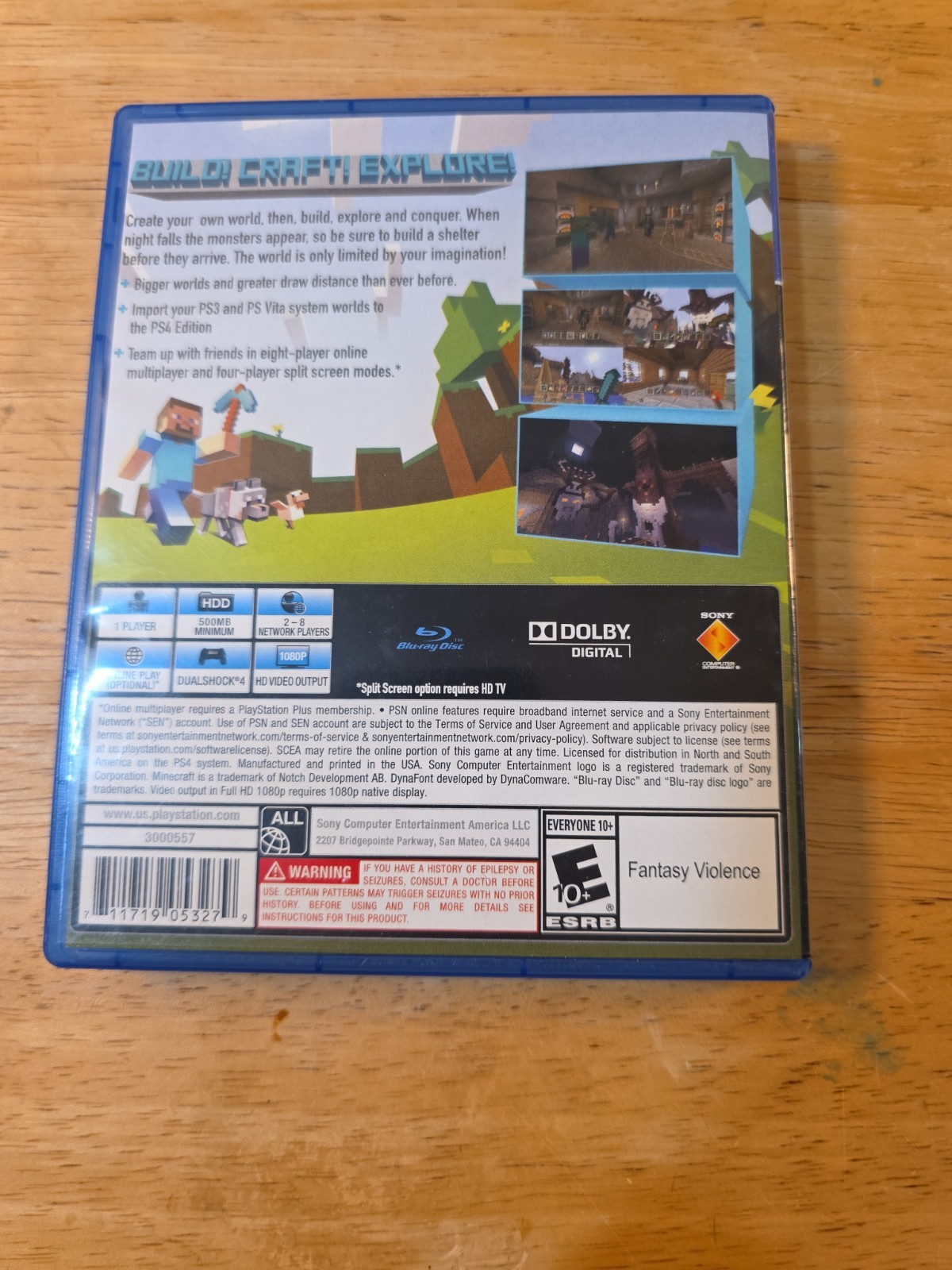 Minecraft PlayStation 4 Edition PS4 Disc Only Mojang Sony Everyone 10 Plus