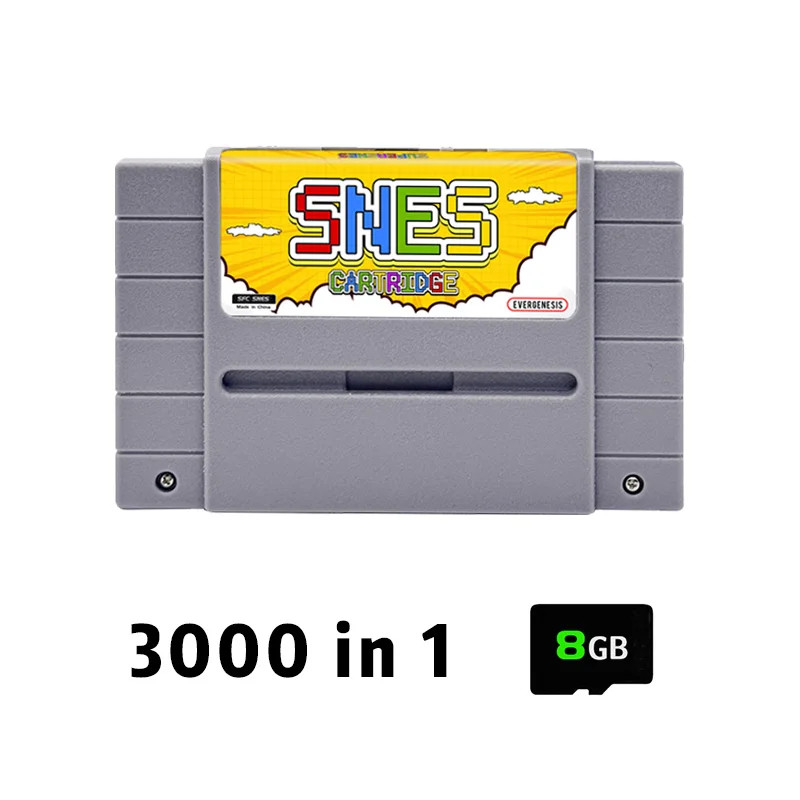 2026 V12 3000-in-1 SNES Game Card with 8GB TF Card for Super Famicom