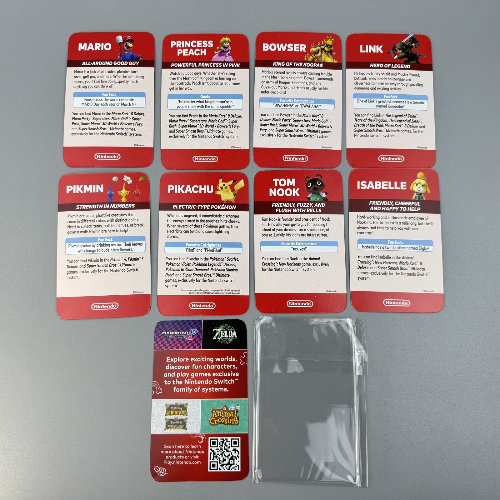Authentic Nintendo Switch Character Card Set & Sticker Set Limited Promo 2023