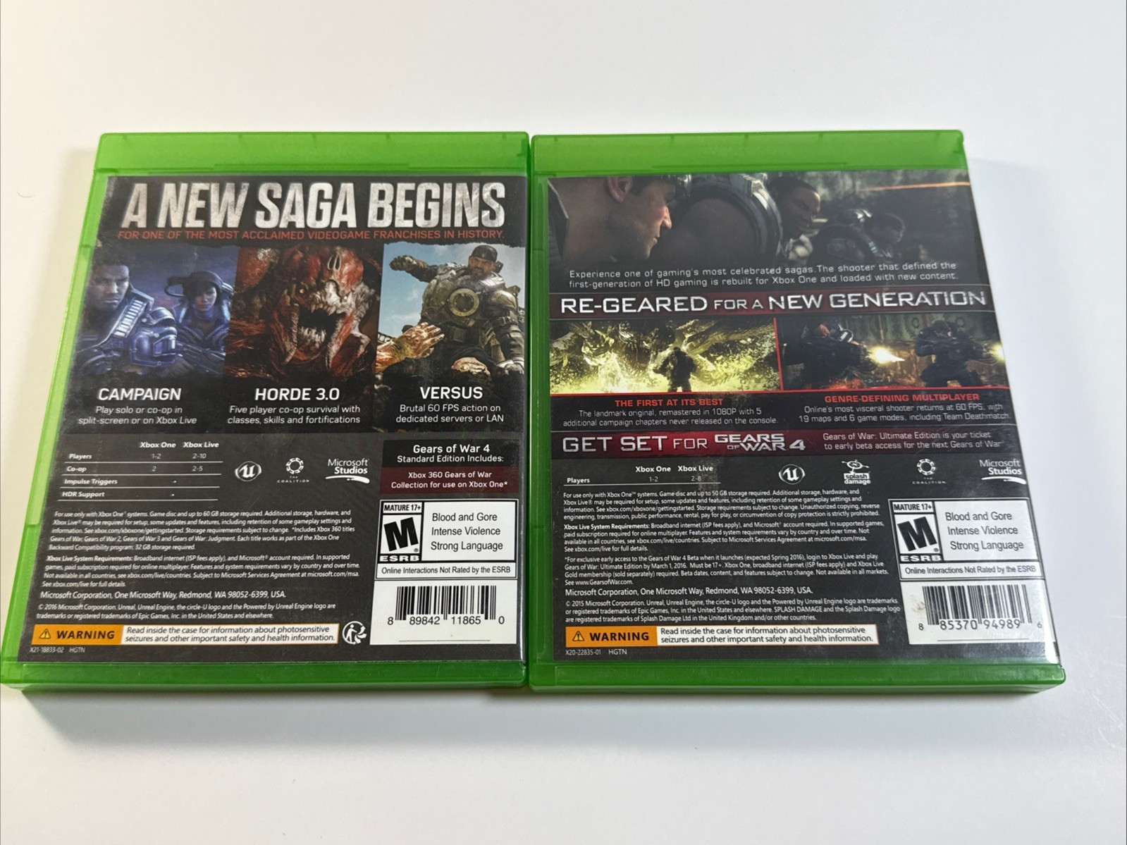 Gears Of War – Ultimate Edition & Gears Of War 4 :: Xbox One Stickers Near Mint