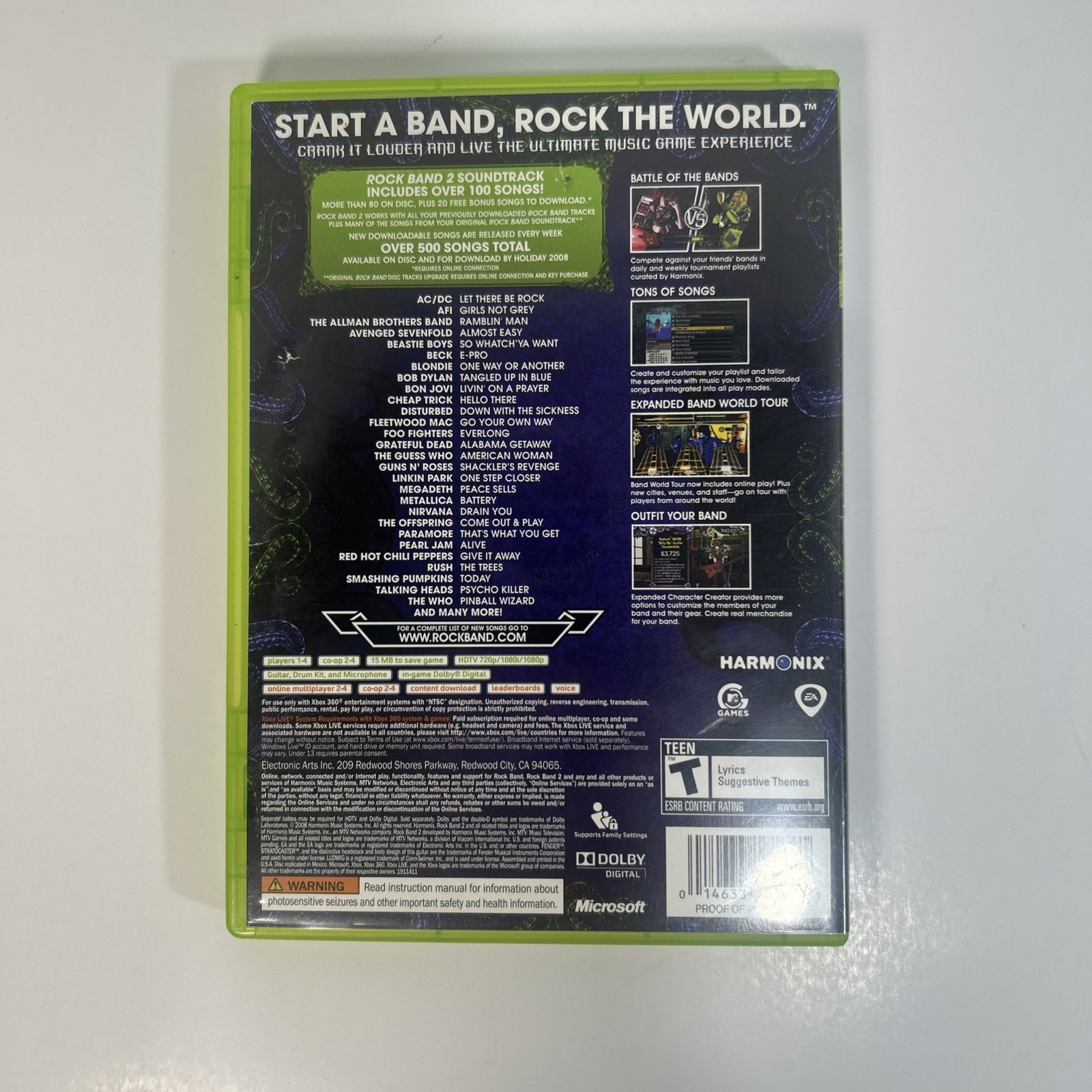 Xbox 360 RedOctane Wireless Guitar Controller + Rock Band 2 Tested Works